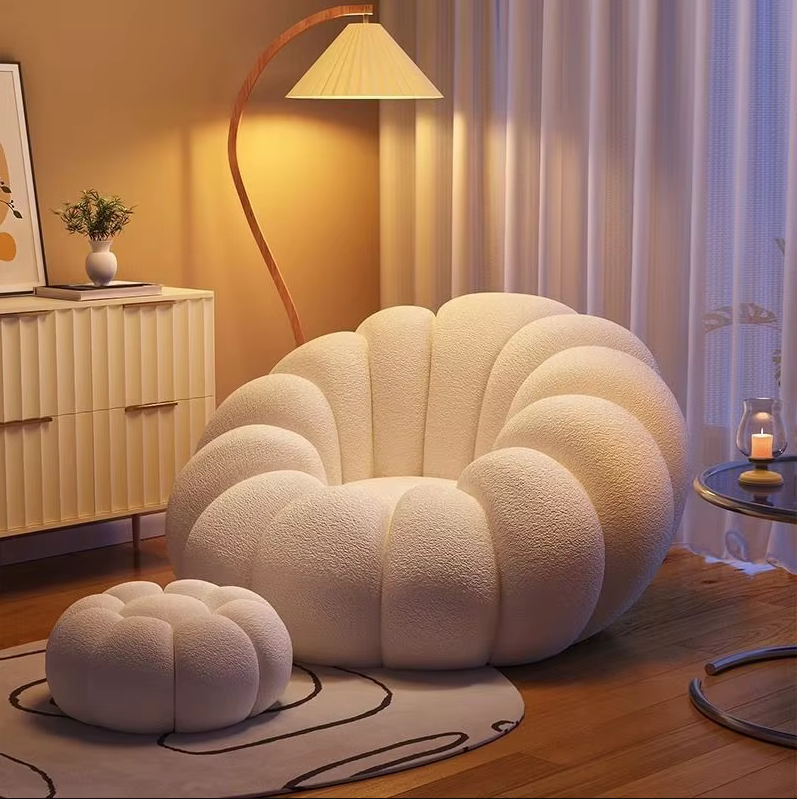 Sofá Puff Preguiçoso Confortável Dupla de Abóbora Luxe